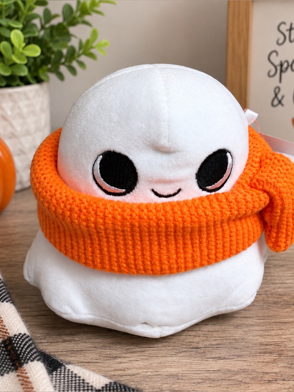 Plush Ghost Toy with Orange Scarf - Soft Kids Toy